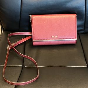 Maroon Nine West Crossbody Clutch